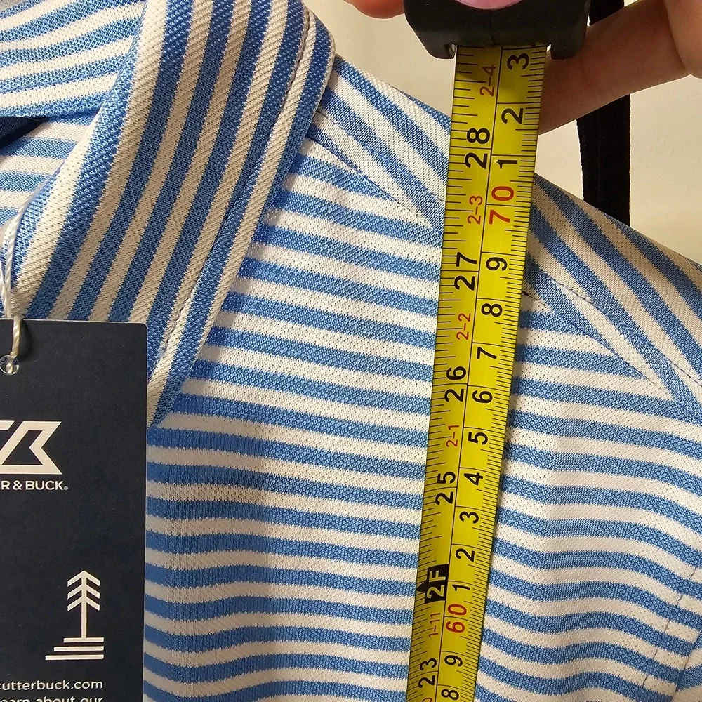 Cutter & Buck Mens Short Sleeve Virtue Eco Pique Stripe Recycled Polo size Small